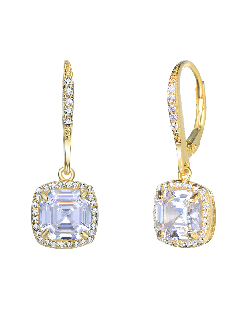 Genevive 14k Over Silver Cz Drop Earrings