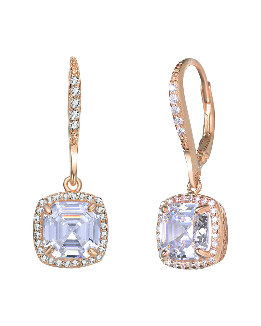 Genevive 14k Rose Gold Vermeil Cz Drop Earrings