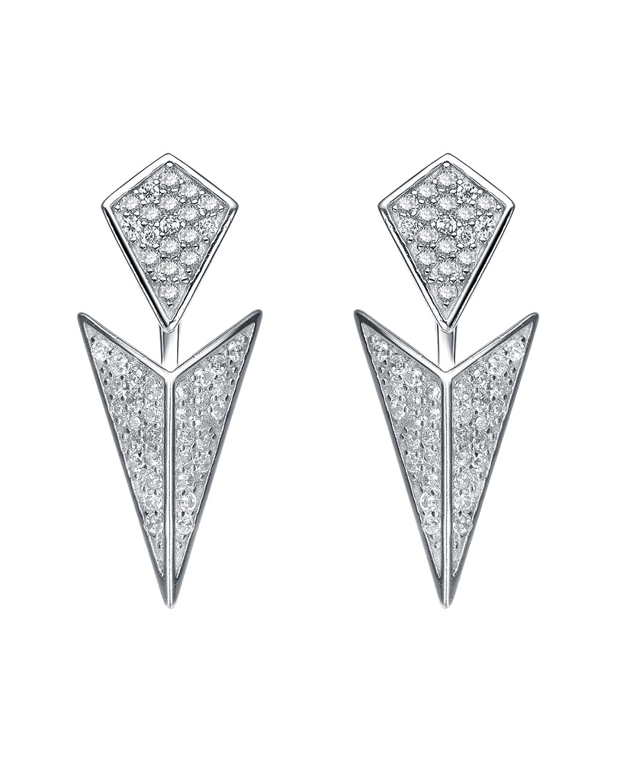 Genevive Silver Cz Geometric Drop Earrings