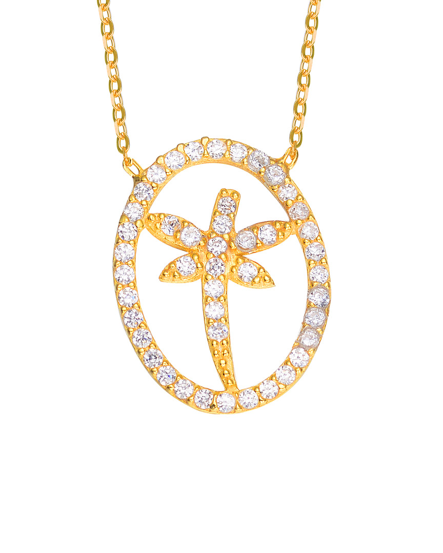 Genevive 14k Over Silver Cz Dragonfly Necklace