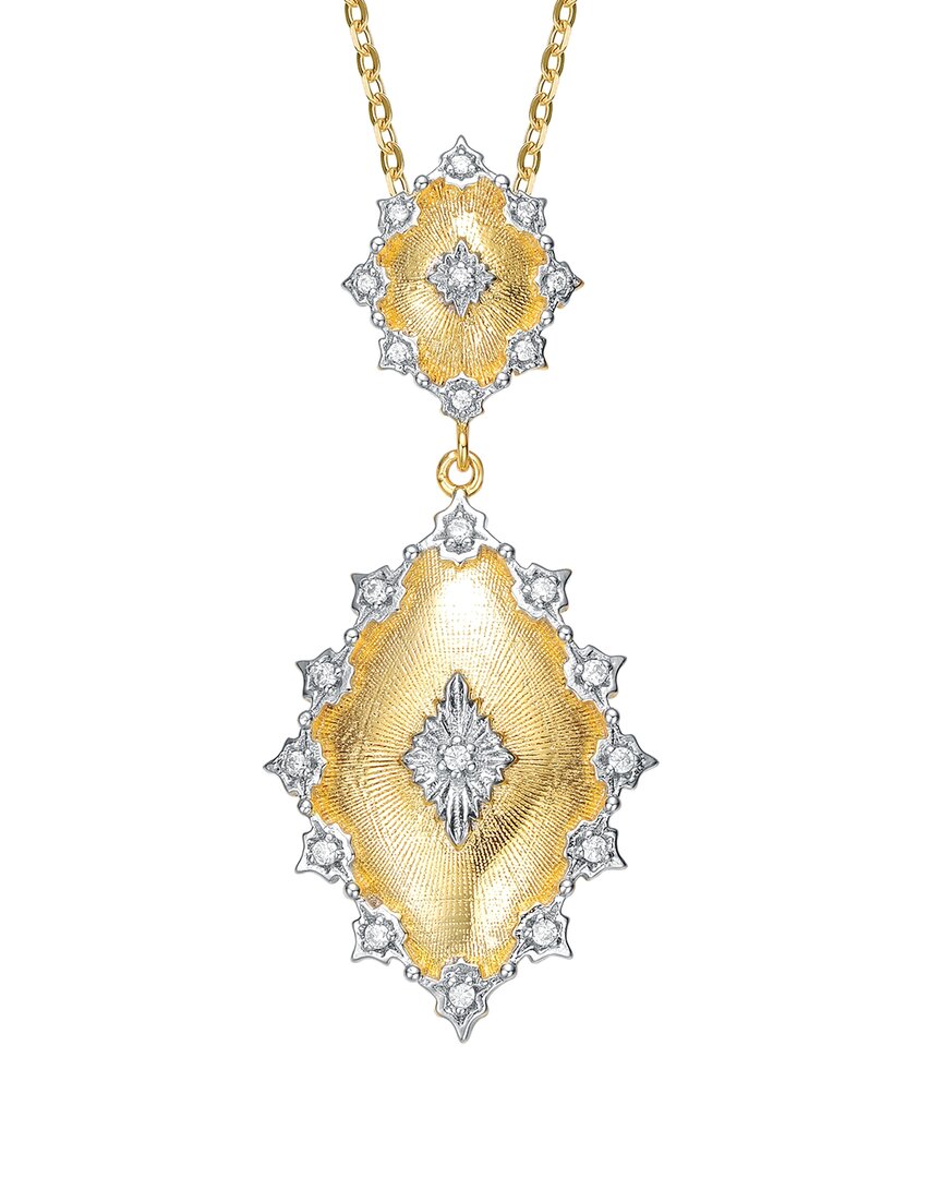 Rachel Glauber Two-tone Plated Cz Necklace