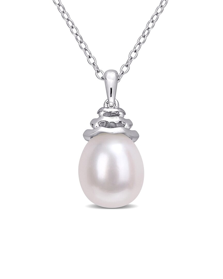 Rina Limor Silver 8-8.5mm Pearl Drop Pendant Necklace