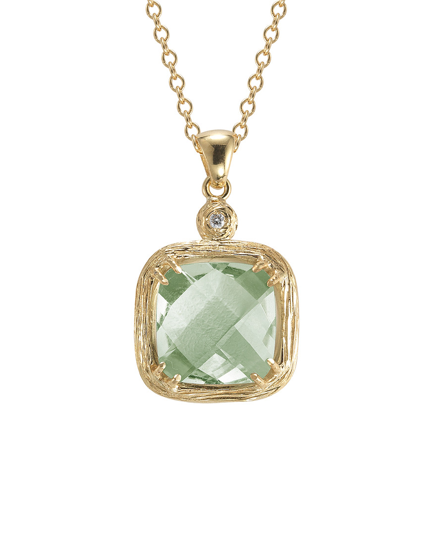 I. Reiss 14k 3.77 Ct. Tw. Diamond & Green Amethyst Color Pendant