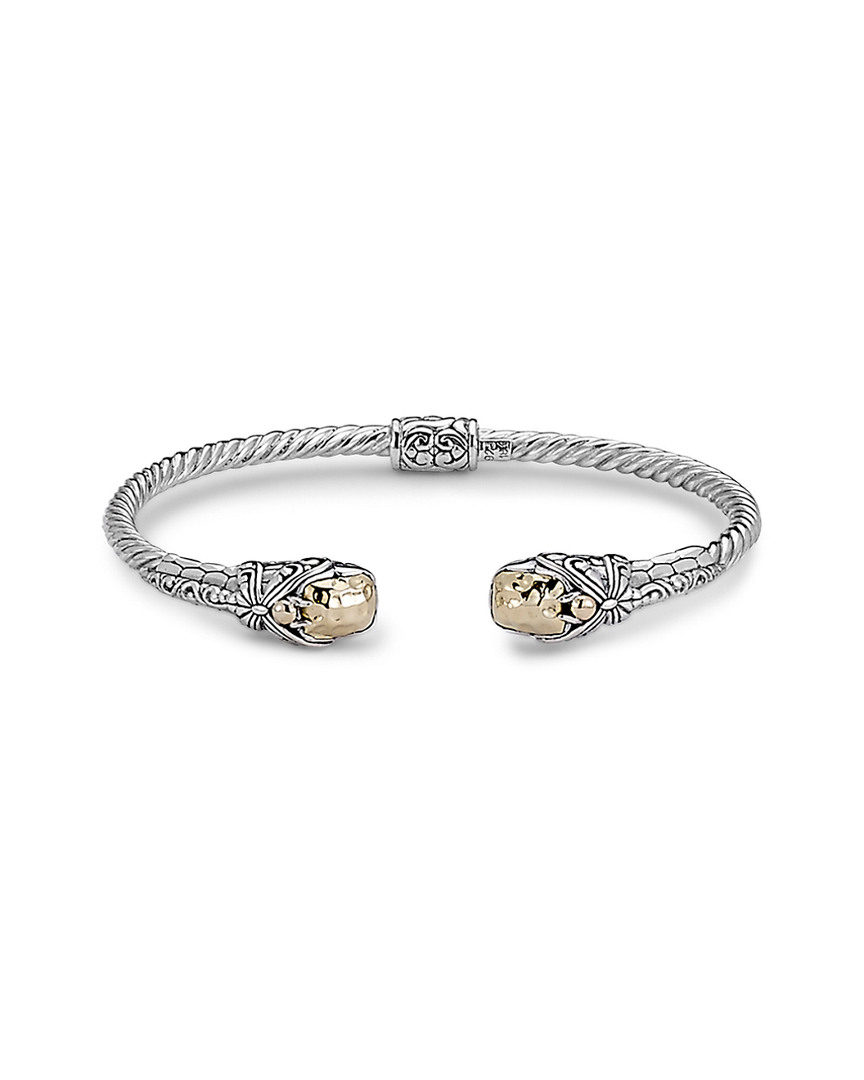 Samuel B. Jewelry 18k & Sterling Silver Hinged Dragonfly Bangle Bracelet