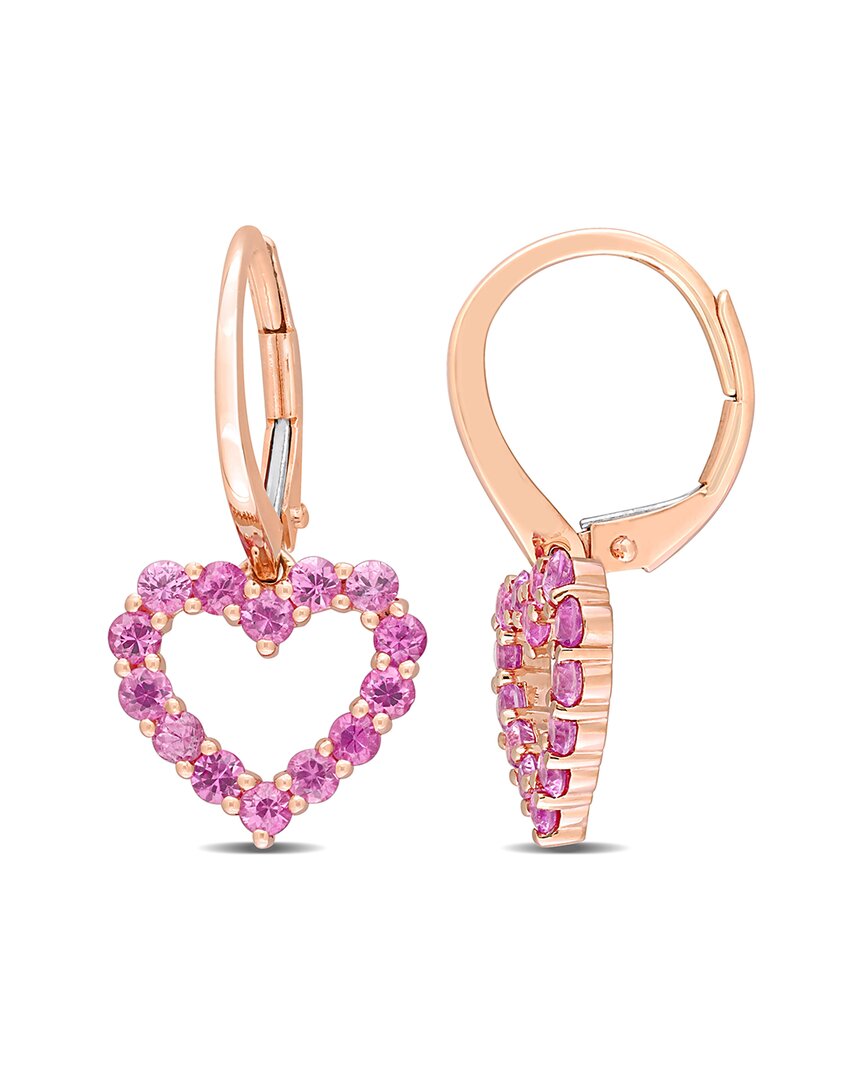 Rina Limor 10k Rose Gold 1.26 Ct. Tw. Pink Sapphire Heart Earrings
