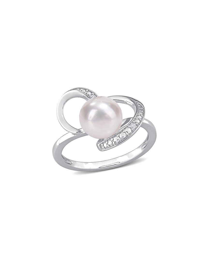 Rina Limor Silver 8-8.5mm Pearl Heart Ring
