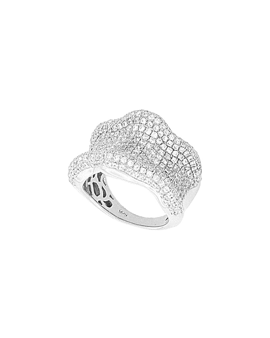 Suzy Levian Cubic Zirconia Sterling Silver Wavy Curved Ring