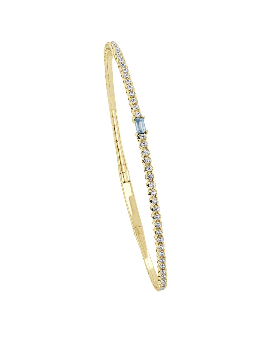 Sabrina Designs 14k 0.50 Ct. Tw. Diamond & Aquamarine Flexible Bangle Bracelet