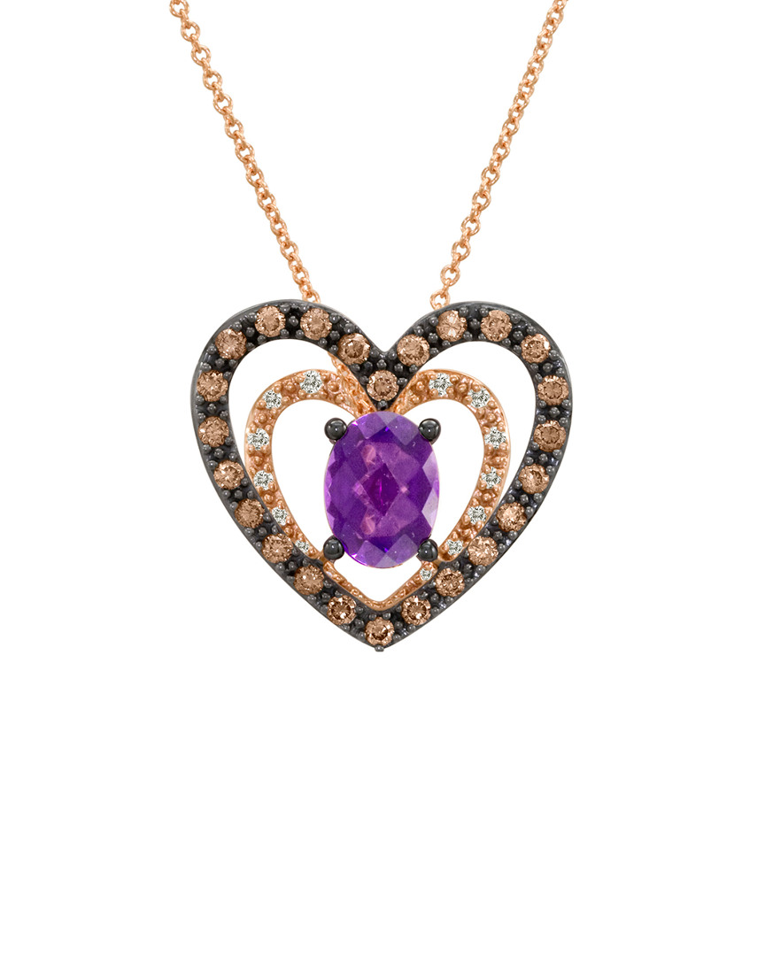 Le Vian 14k Rose Gold 1.23 Ct. Tw. Diamond & Amethyst Necklace