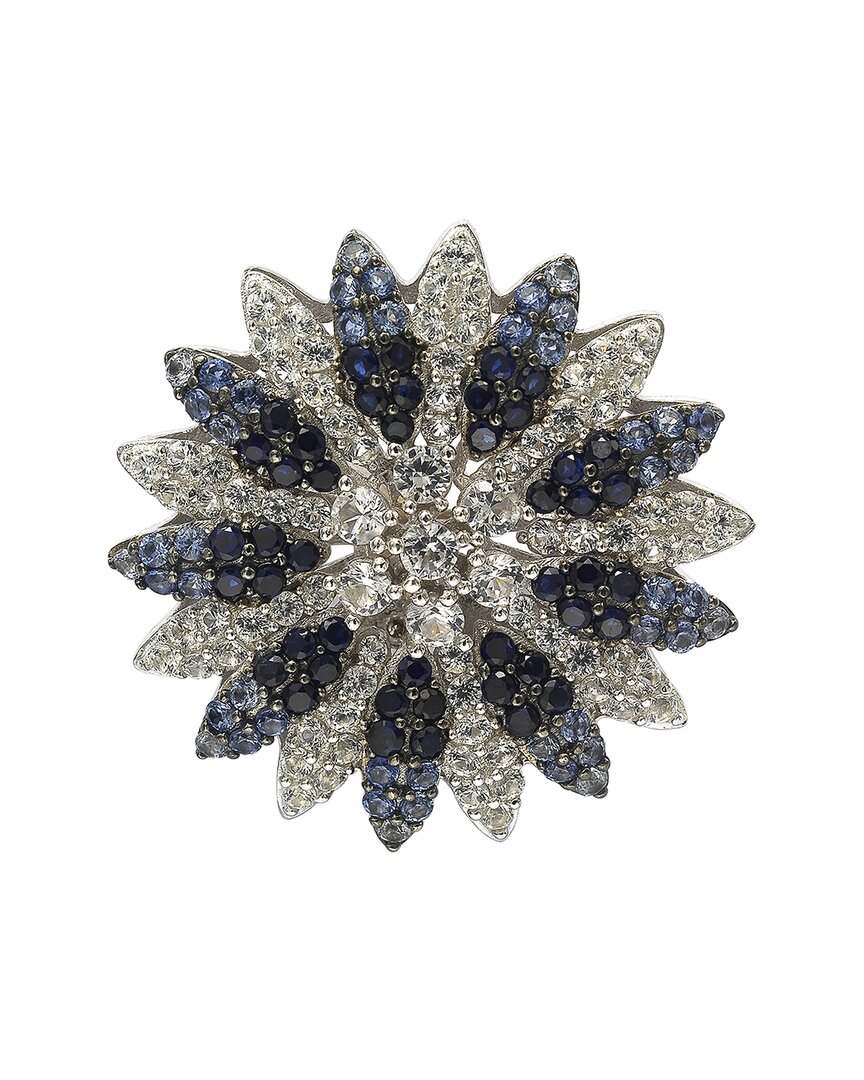 Shop Suzy Levian Silver 0.02 Ct. Tw. Diamond & Sapphire Brooch