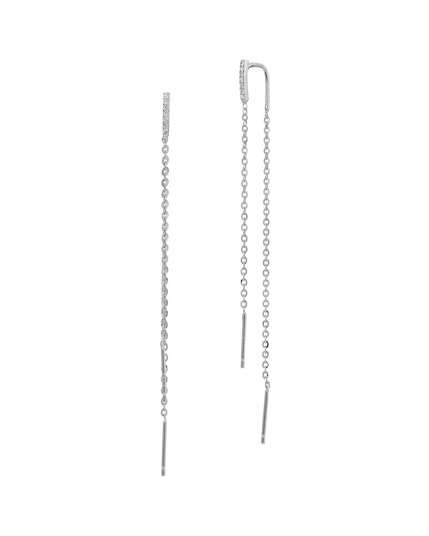 Savvy Cie Silver Cz Threader Earrings