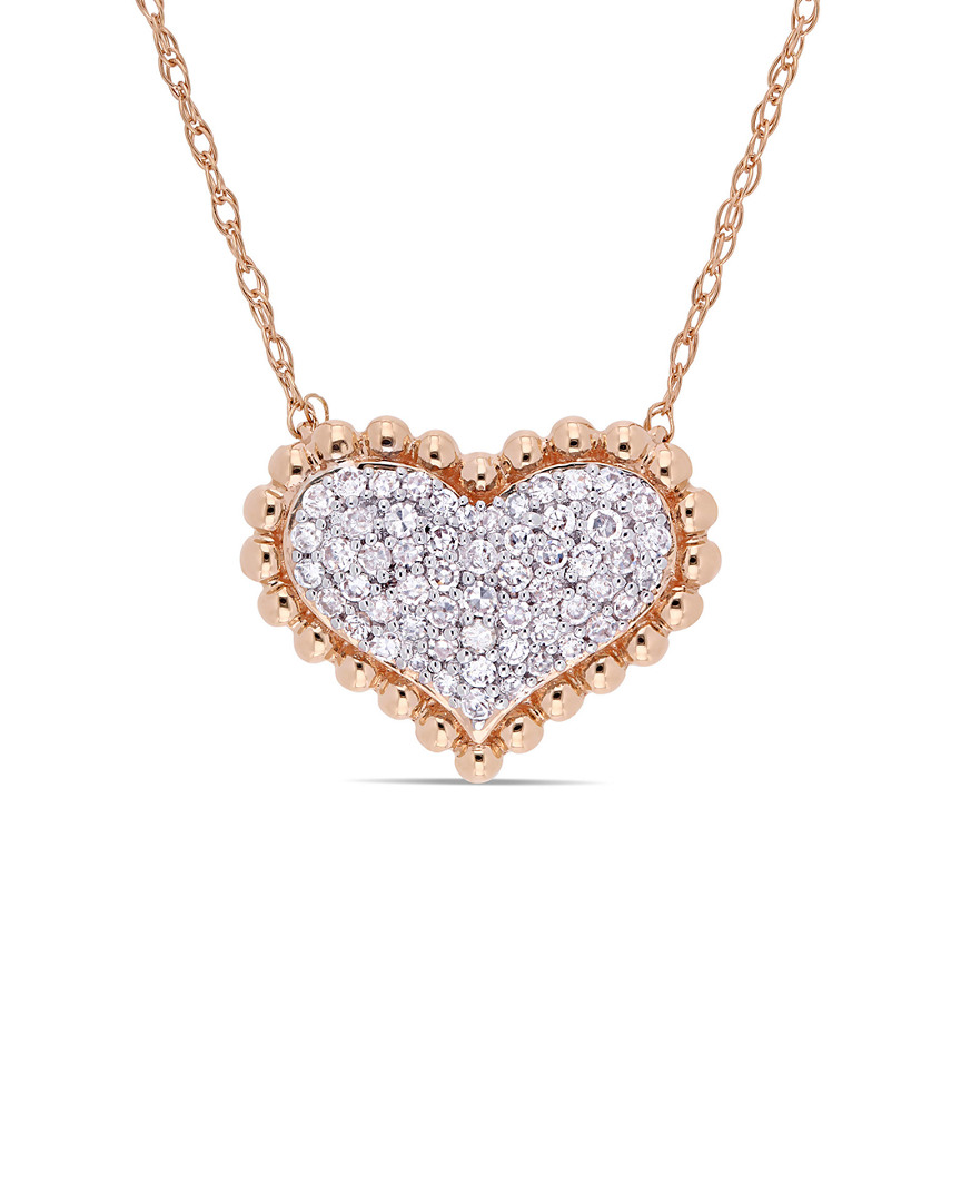 Rina Limor 10k Rose Gold 0.24 Ct. Tw. Diamond Halo Necklace
