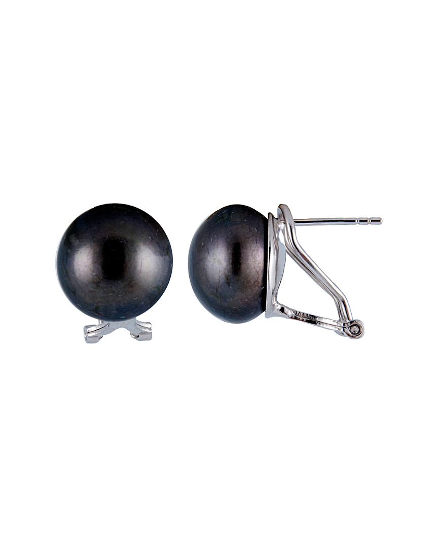 Splendid Pearls Rhodium Plated Silver 12-13mm Freshwater Pearl Drop Earrings