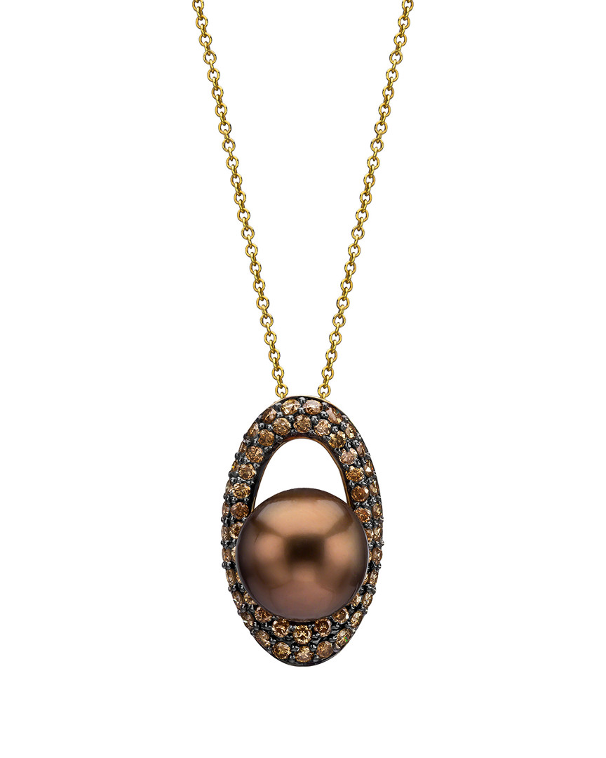Le Vian 14k Honey Gold 1.05 Ct. Tw. Diamond 10-11mm Pearl Pendant Necklace