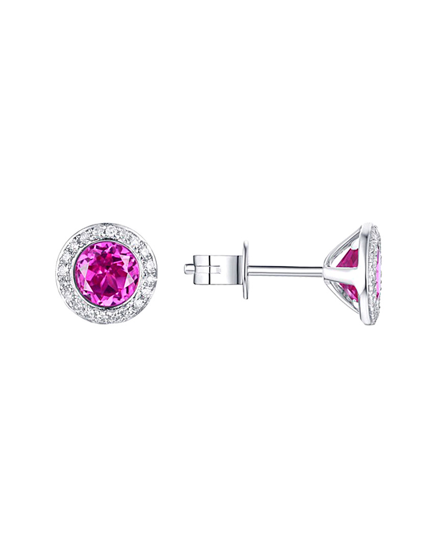Diana M. Fine Jewelry 14k 1.97 Ct. Tw. Diamond & Pink Corundum Studs