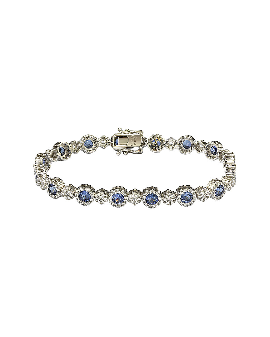 Suzy Levian 18k & Silver 7.26 Ct. Tw. Sapphire Tennis Bracelet