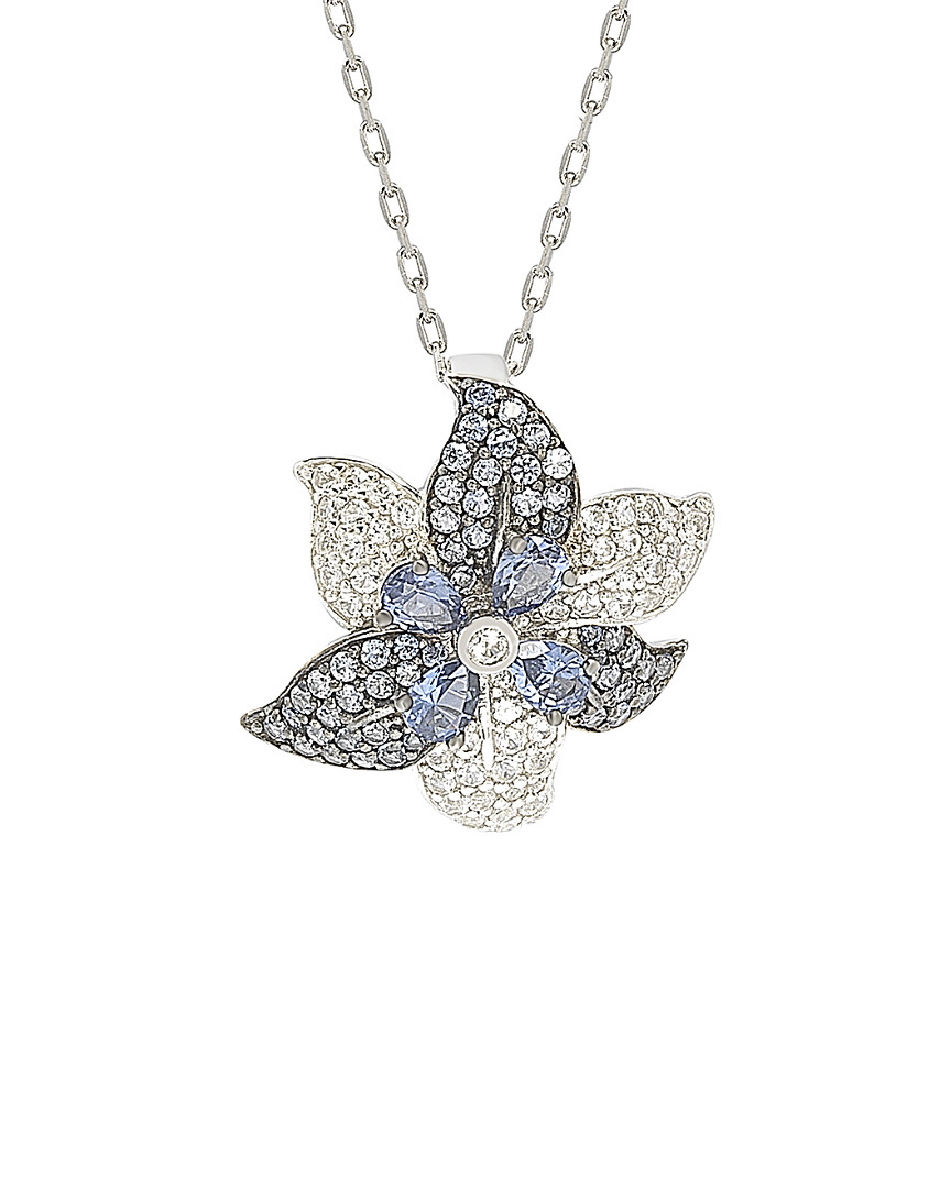 Suzy Levian Floral 18k & Silver 1.82 Ct. Tw. Sapphire Necklace