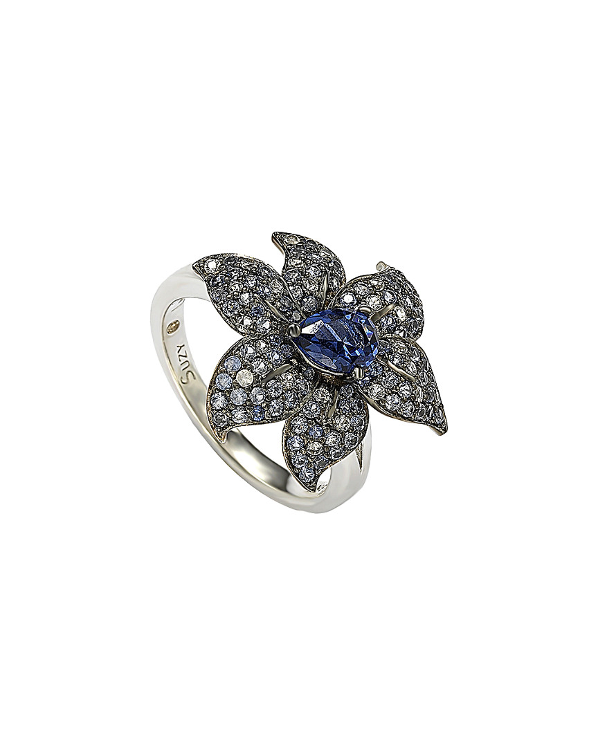 Shop Suzy Levian Floral 18k & Silver 2.87 Ct. Tw. Sapphire Ring