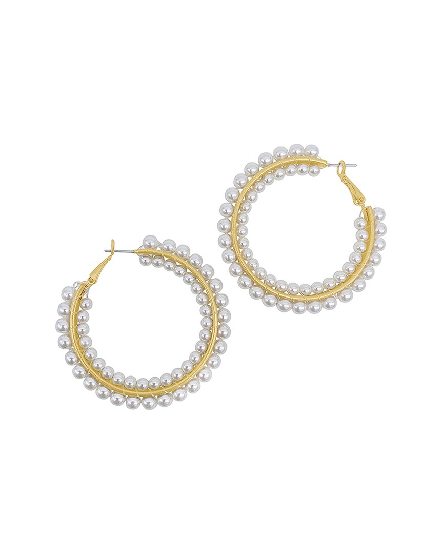 Adornia 14k Plated 2-4mm Pearl Ball Hoops