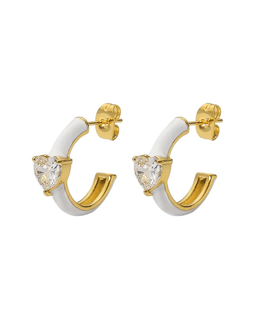 Adornia 14k Plated Crystal Heart Huggie Earrings