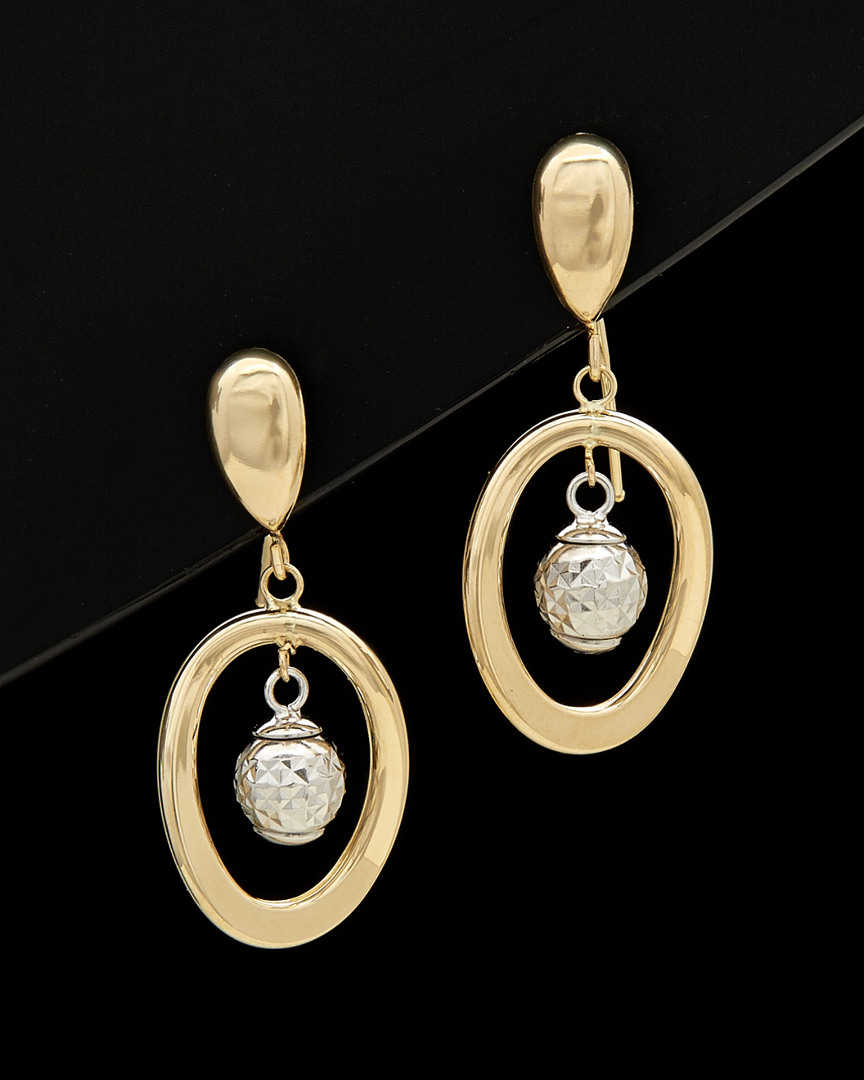 Italian Gold 14k  Two-tone Drop Earrings