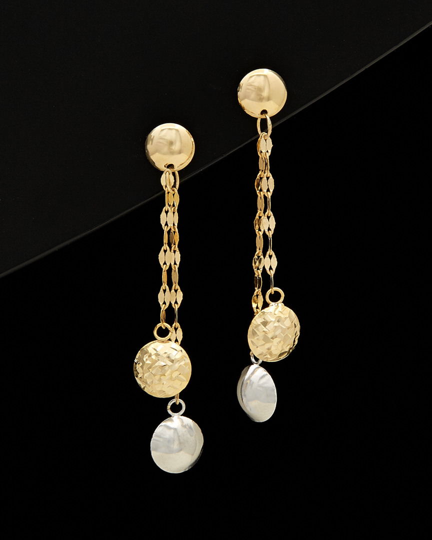 Italian Gold Two-tone Drop Earrings