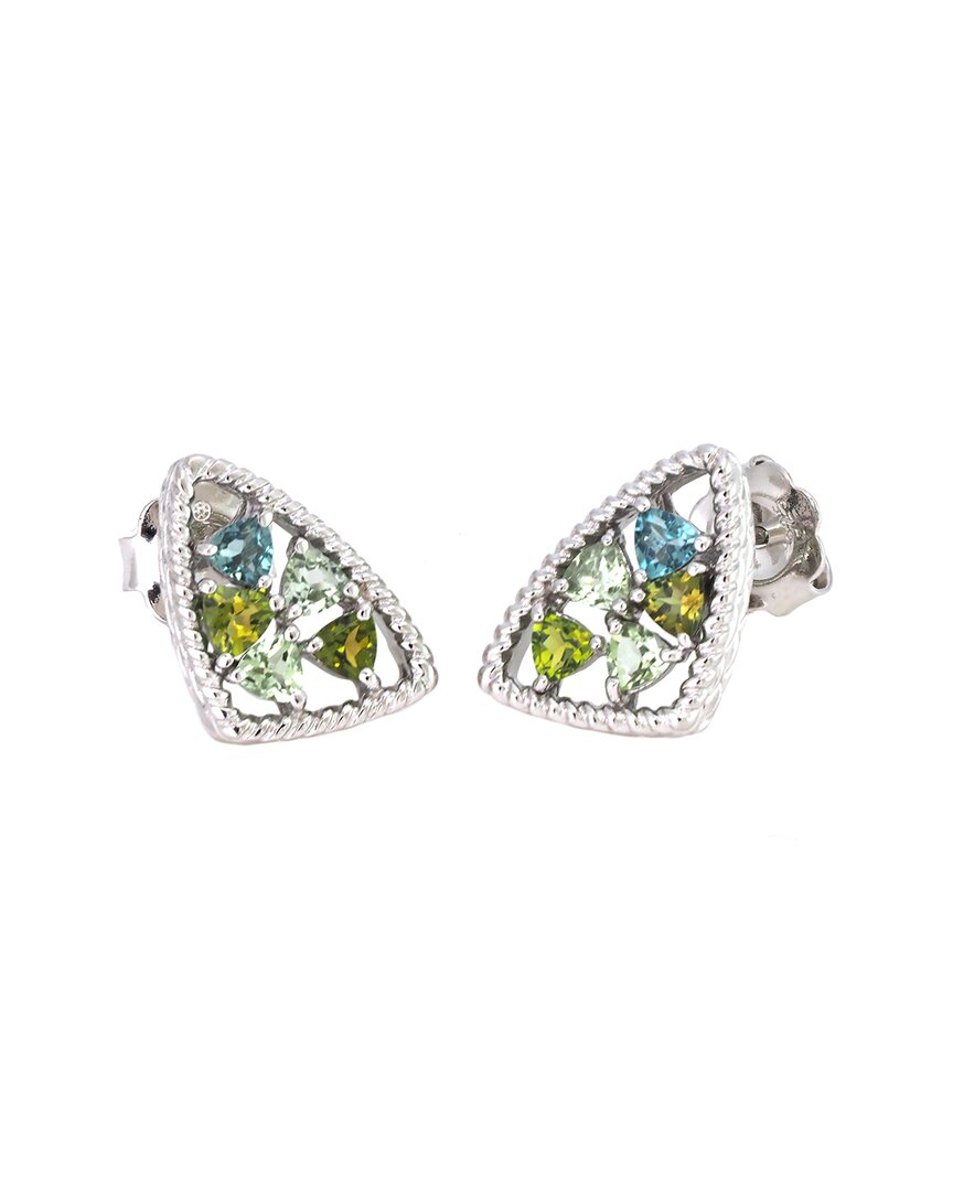 Andrea Candela Mosaico Silver 1.00 Ct. Tw. Green Tourmaline Earrings