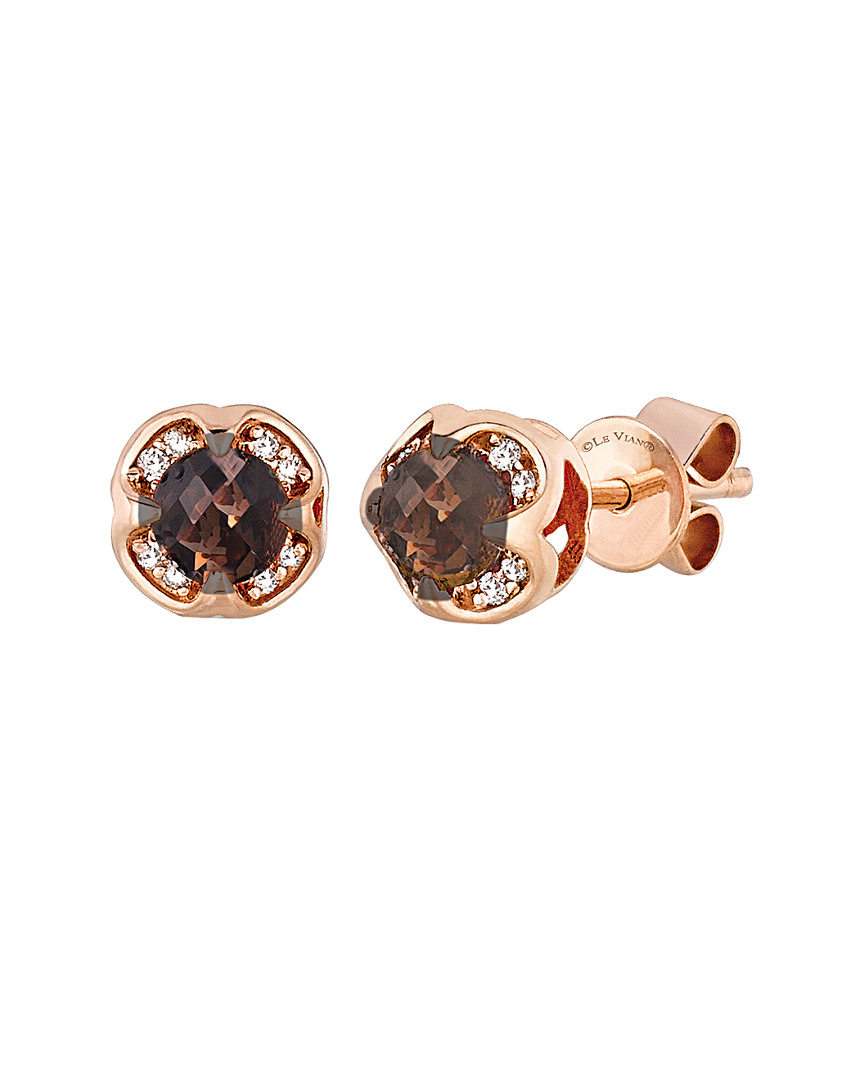 Le Vian 14k Rose Gold 0.98 Ct. Tw. Diamond & Smoky Quartz Studs In Nocolor