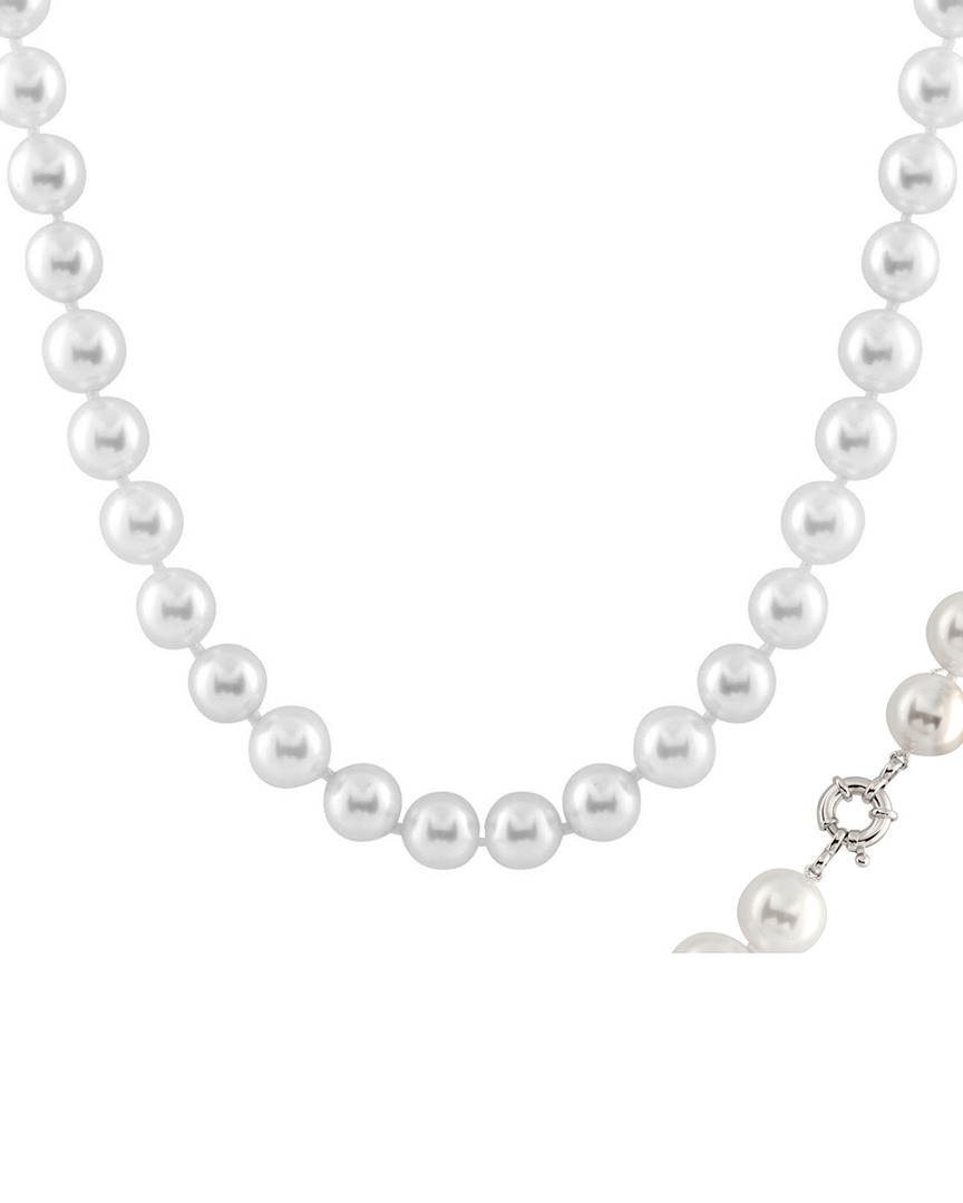 Splendid Pearls Rhodium Plated Silver 14-15mm Pearl Necklace
