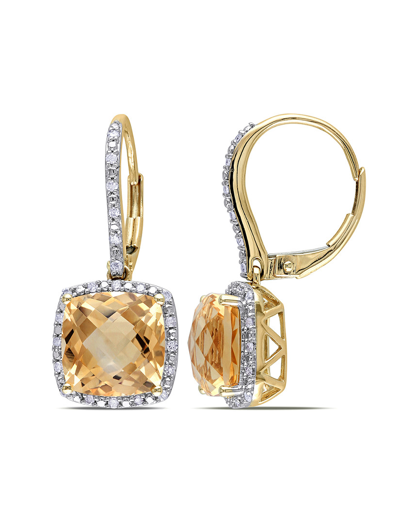 Rina Limor 10k 0.19 Ct. Tw. Diamond & Citrine Earrings