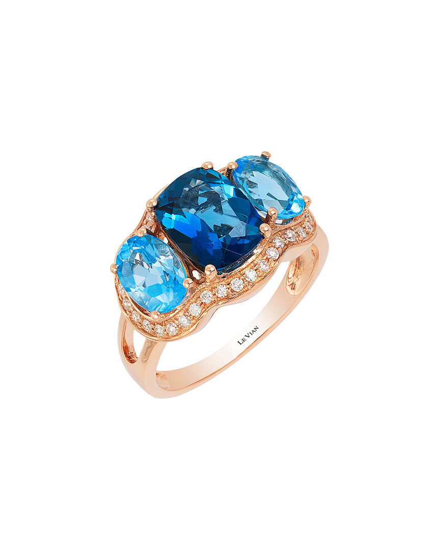 Le Vian 14k Rose Gold 4.07 Ct. Tw. Diamond & Blue Topaz Ring