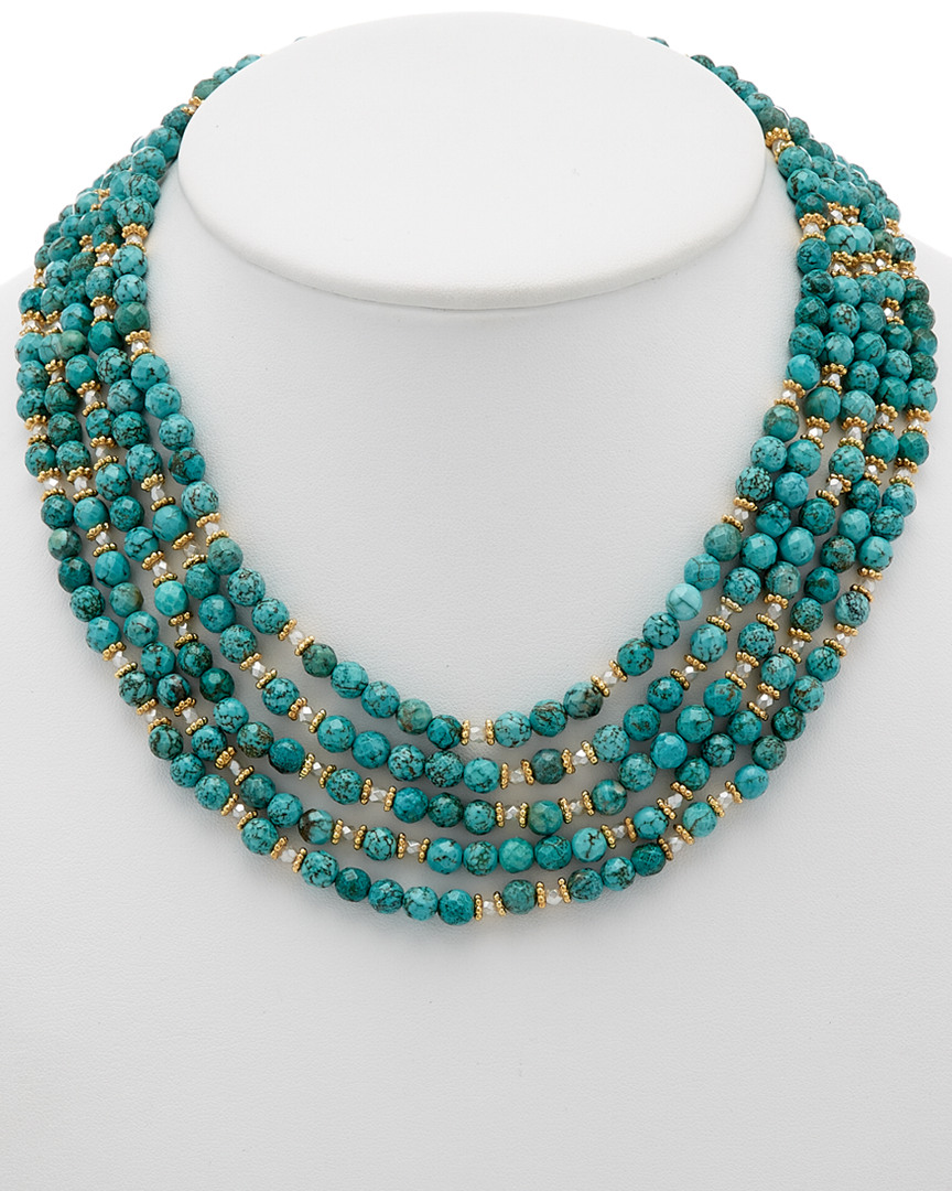Rachel Reinhardt 14k Over Silver Turquoise & Crystal Necklace