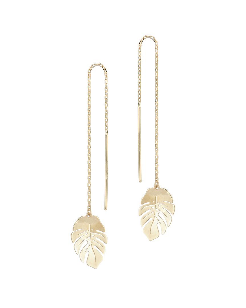 Ember Fine Jewelry 14k Banana Leaf Threader Earrings In Gold