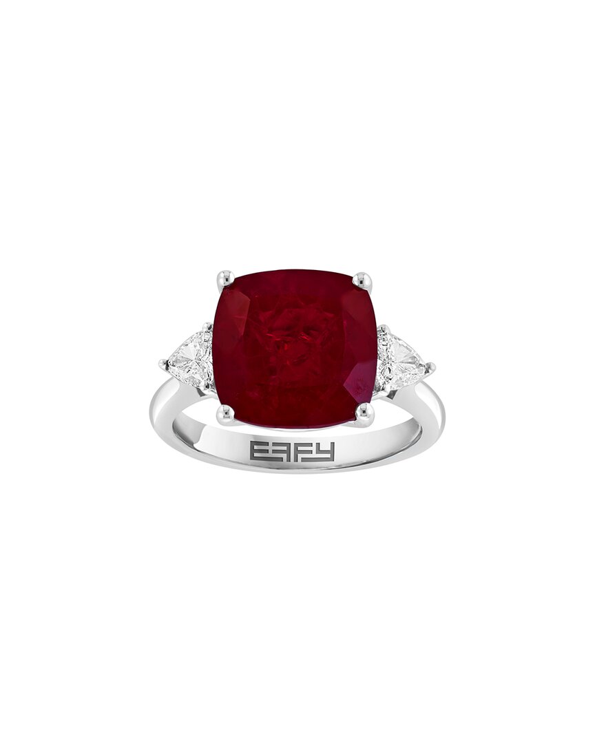 Effy Fine Jewelry 14k 7.52 Ct. Tw. Lab-grown Diamond & Lab-grown Lab Ruby Ring In Red