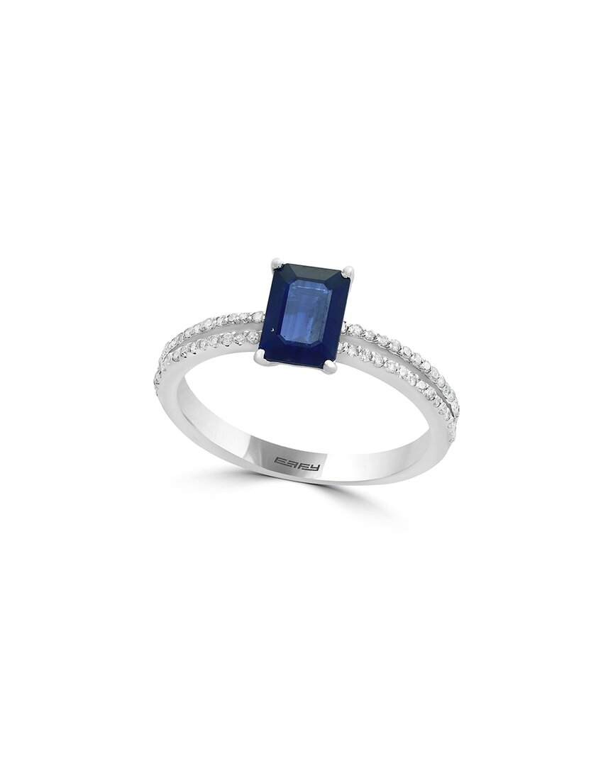 Effy Fine Jewelry 18k 1.23 Ct. Tw. Diamond & Blue Sapphire Ring