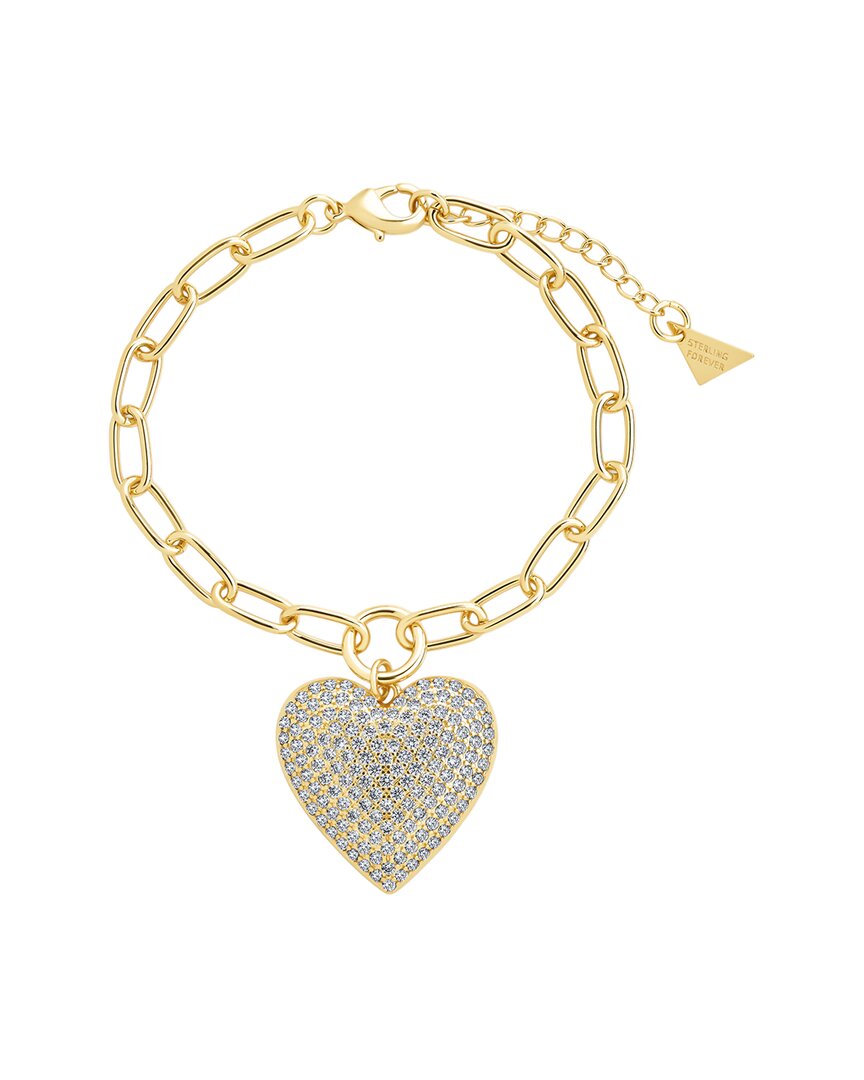 Sterling Forever 14k Plated Cz Disco Bracelet