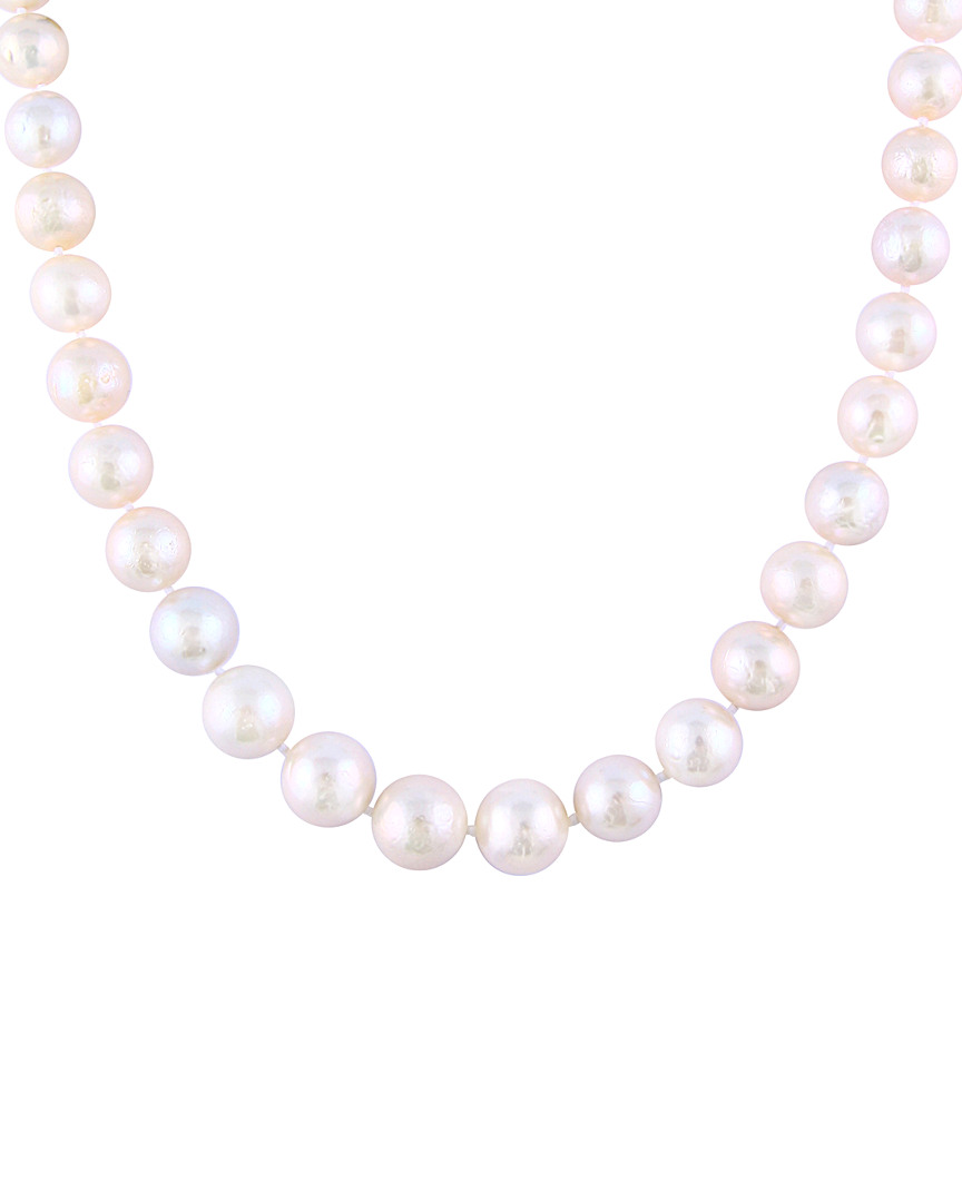Splendid Pearls Rhodium Plated Silver 11-13mm Pearl Necklace