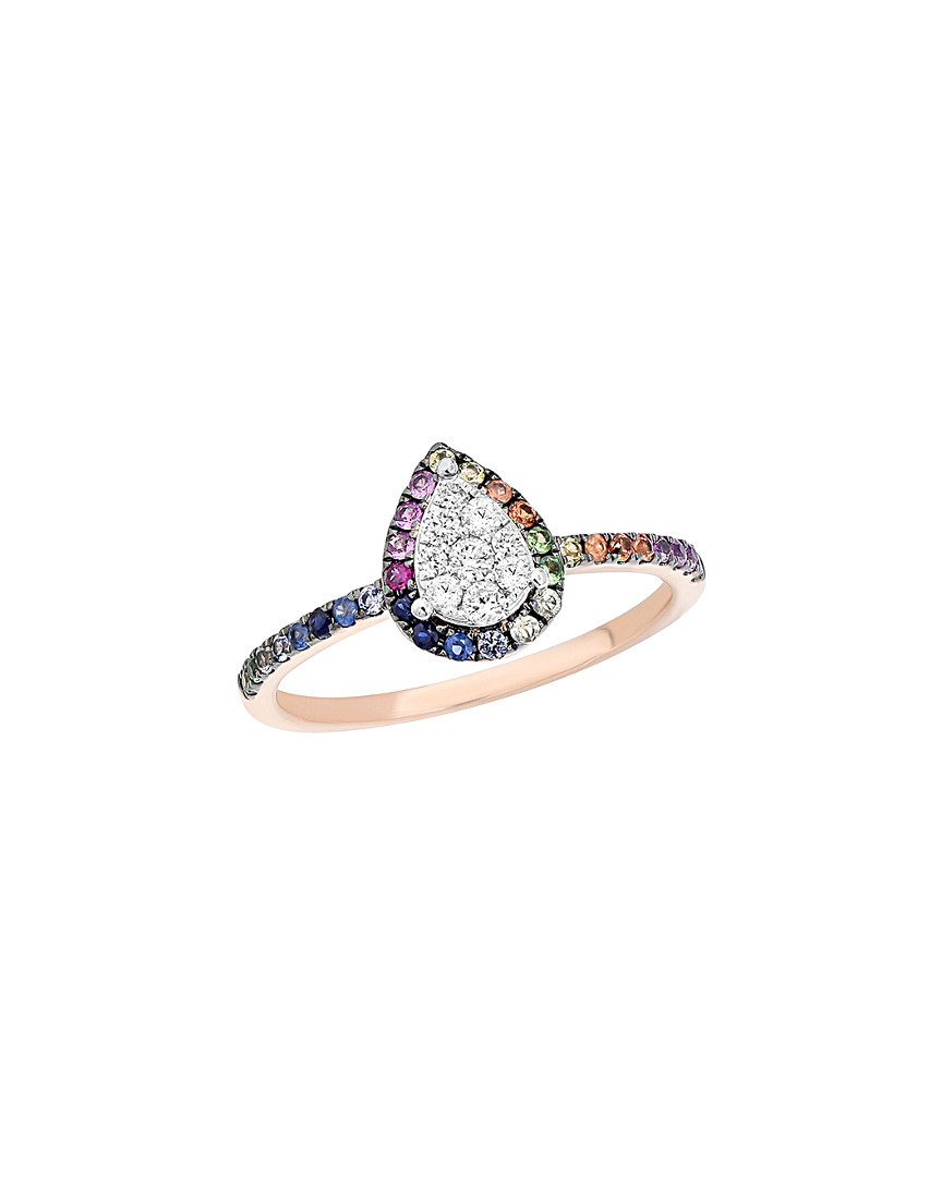 Shop Diana M. Fine Jewelry 14k Rose Gold 0.40 Ct. Tw. Diamond & Sapphire Ring