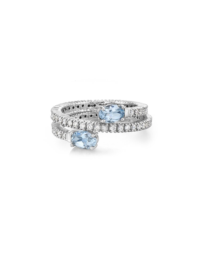 Forever Creations Usa Inc. Forever Creations 14k 2.40 Ct. Tw. Diamond & Aquamarine Flexible Wrap Ring