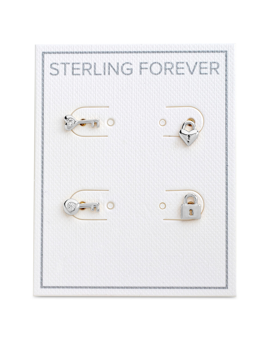 Shop Sterling Forever Cz Lock & Key Studs
