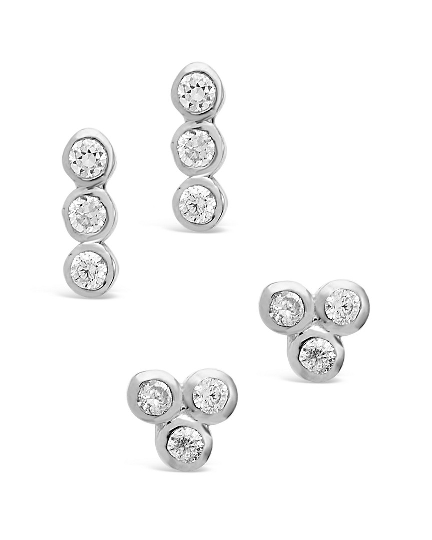 Sterling Forever Sterling Silver 2-piece Bezel Stud Set