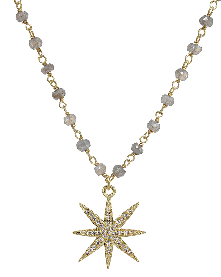 Shop Rachel Reinhardt 14k Over Silver Labradorite & Crystal Necklace