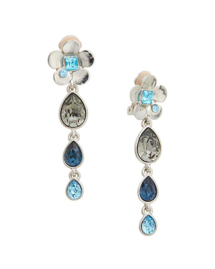 Oscar De La Renta Flower & 3 Teardrop Earrings In Metallic