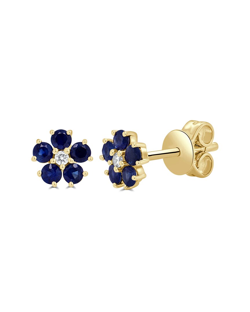 Sabrina Designs 14k 0.53 Ct. Tw. Diamond & Sapphire Flower Studs