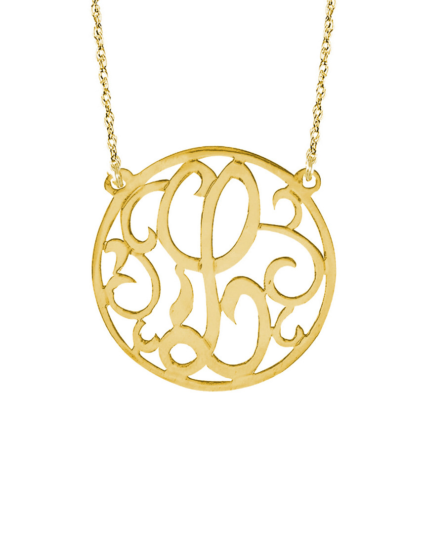 Shop Jane Basch 22k Gold Over Silver Fancy Initial Circle Script Necklace (a-z) In Multicolor