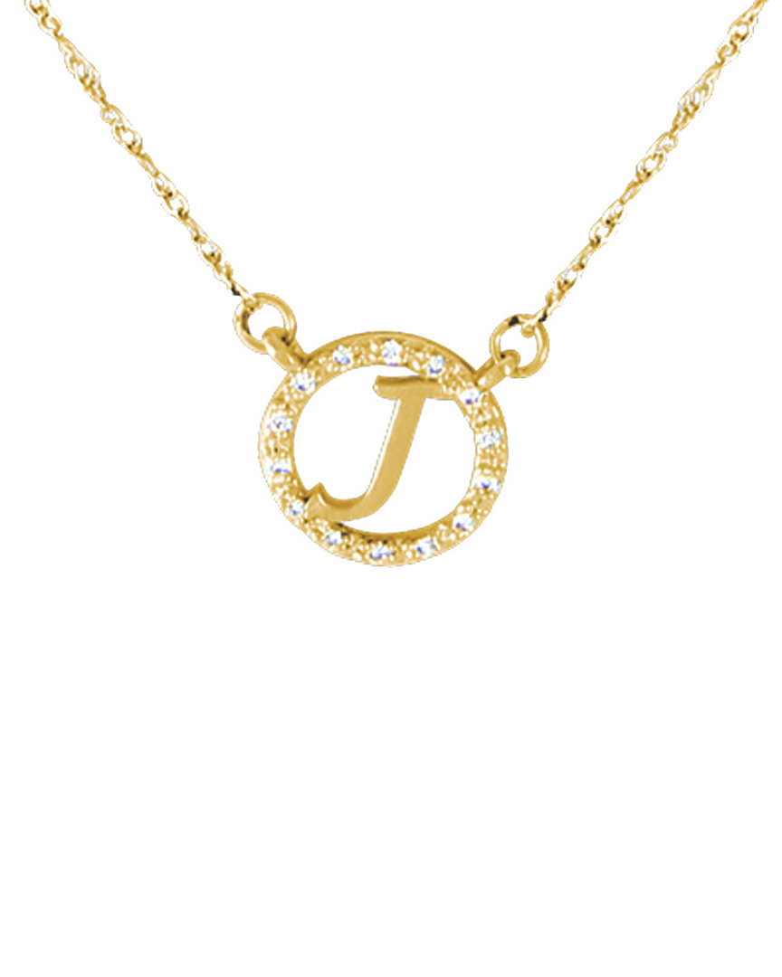 Jane Basch 14k Yellow Gold Diamond Initial Circle Necklace (a-z) In Gold