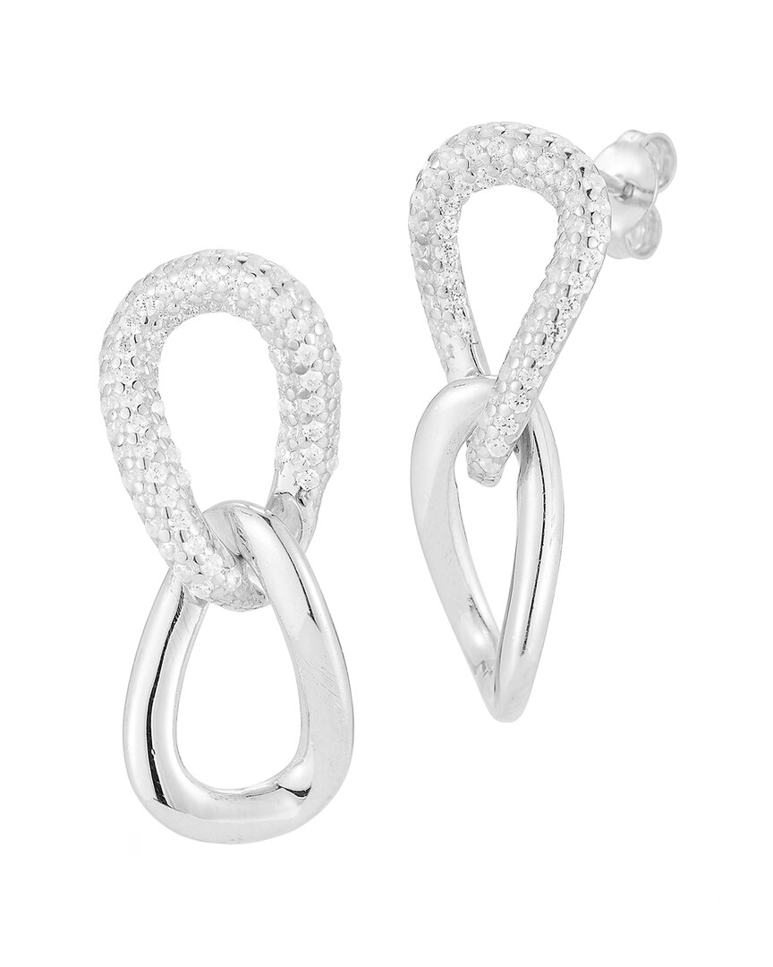 Sphera Milano Silver Cz Link Chain Drop Earrings
