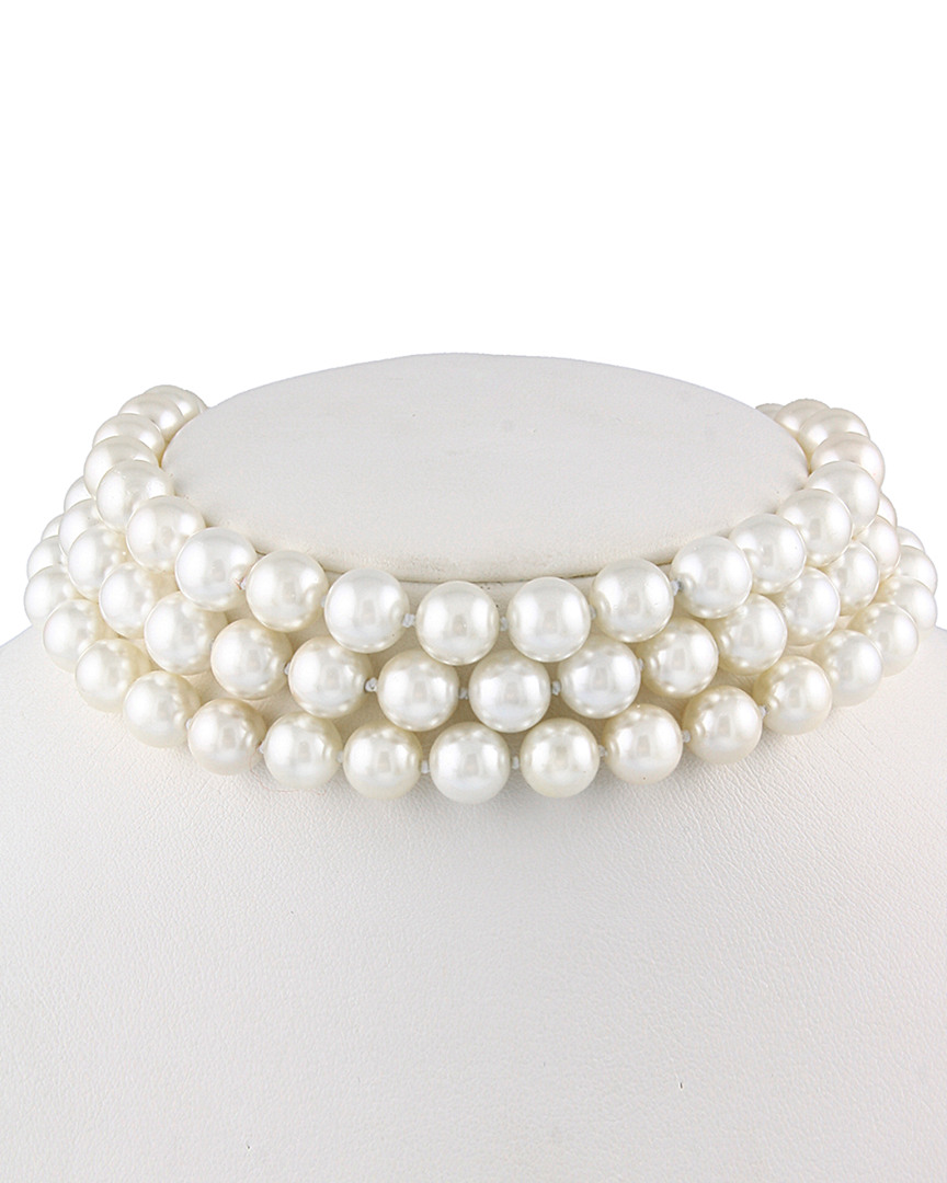 Splendid Pearls Silver 10-11mm Shell Pearl Choker Necklace