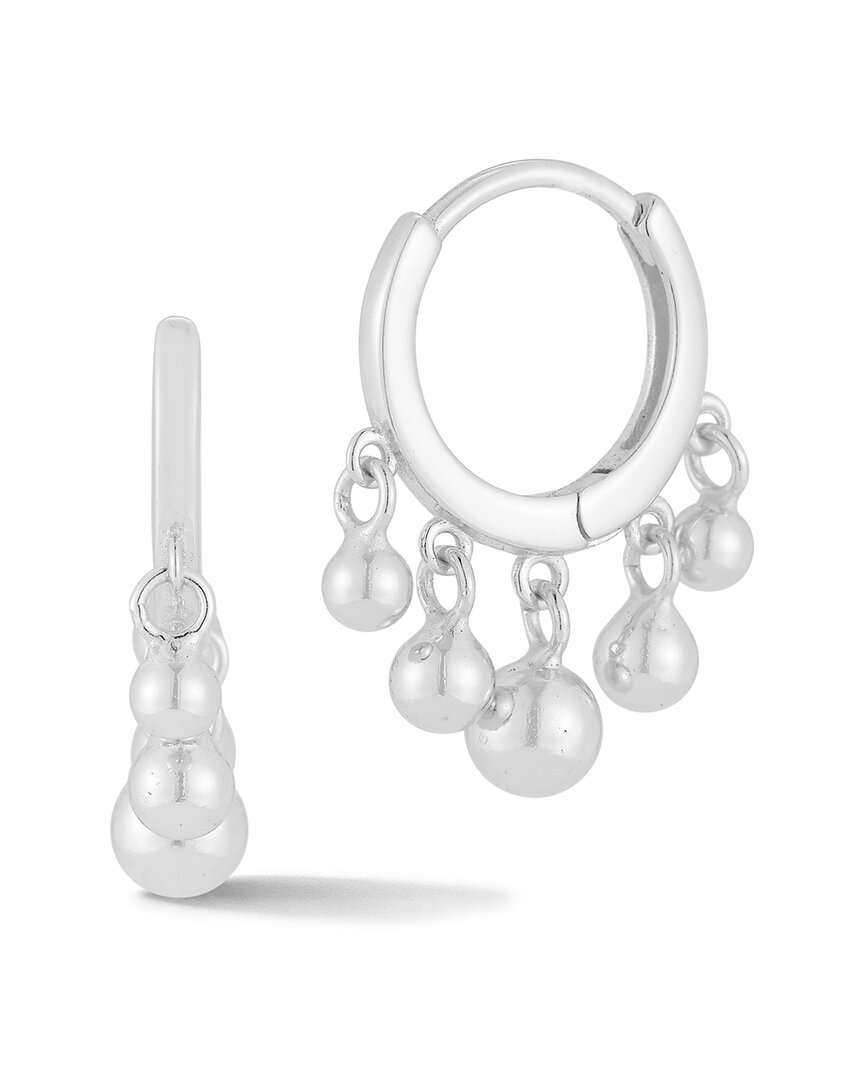 Glaze Jewelry Silver Diamond Graduated Ball Hoops