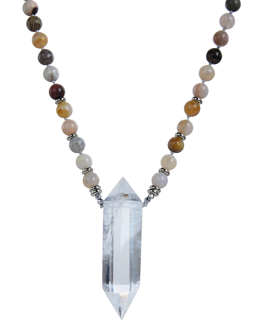 Eye Candy La Gemstone Amazonite & Clear Quartz Knotted Necklace